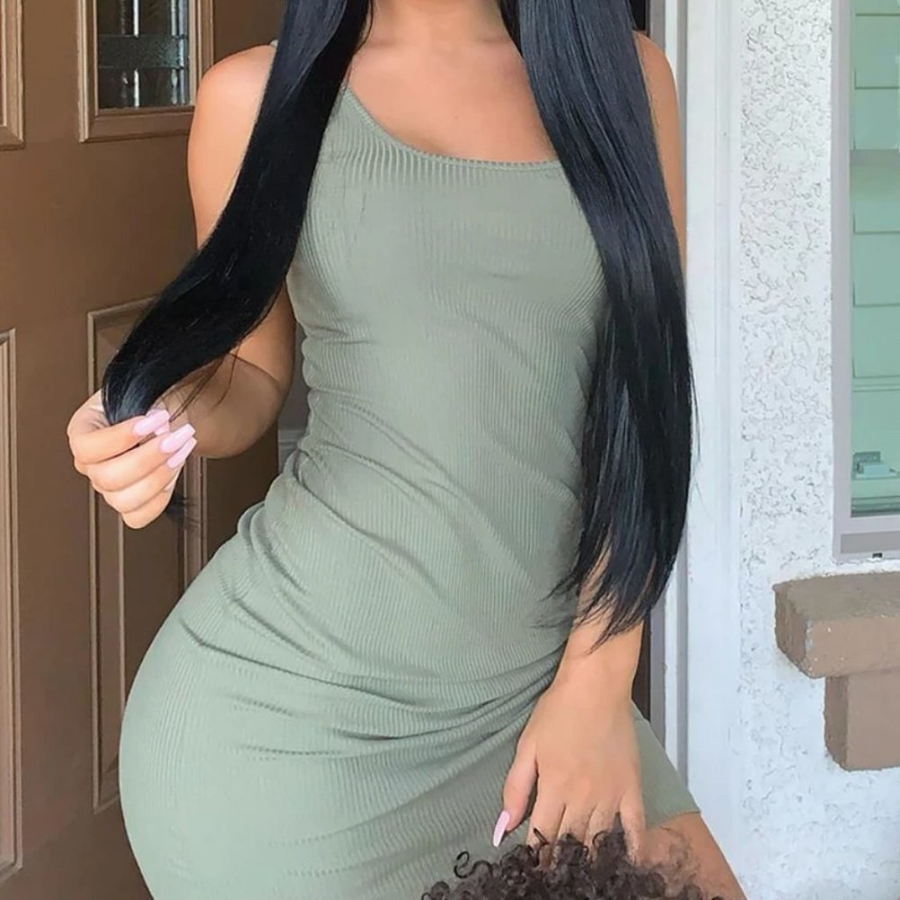 Fashion Nova Bodycon Tank Dress - Olive